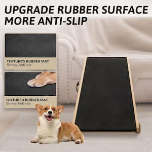 Dog Ramp with Non-Slip Rubber Mat 4 Level Adjustable 39 in. L x 18 in. W Folding Pet Ramp 150 lbs. Capacity, Wooden