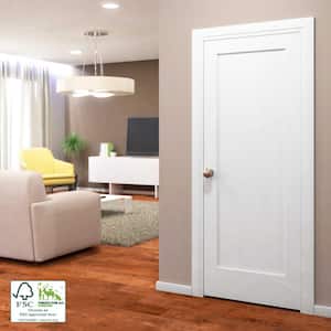24 in. x 80 in. x 1-3/8 in. Shaker White Primed 1-Panel Solid Core Wood Interior Slab Door