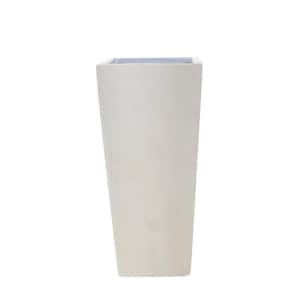 30 in. H Composite Tall Tapered Square Planter in Light Aged White