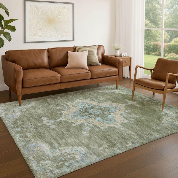 Chantille Machine Washable Indoor/Outdoor Abstract ACN2321 Basil 3 ft. x 4 ft. Area Rug