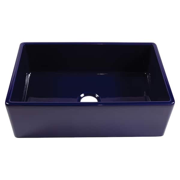 Bradstreet II 30 in. Farmhouse Apron Front Undermount Single Bowl Gloss Royal Blue Fireclay Kitchen Sink