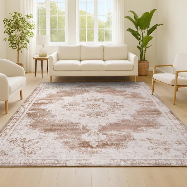 JONATHAN Y Alhambra Ornate Medallion Modern Brown/Cream 4 ft. x 6 ft. Area Rug