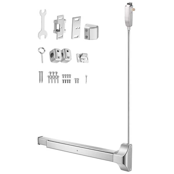Push Bar Panic Exit Device, 28 in. Stainless Steel Commercial Exit Hardware for Emergency Doors, Silver