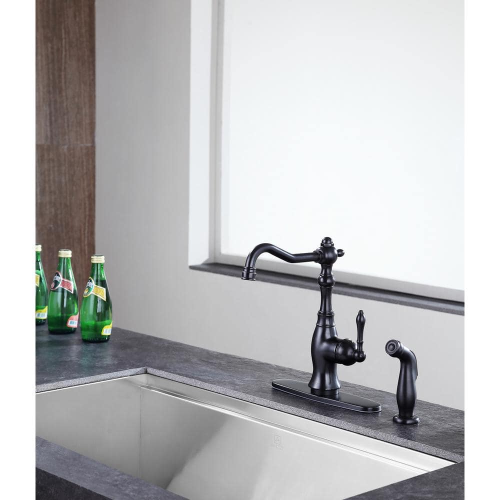 Highland Oil Rubbed Bronze Single-Handle Kitchen Faucet with Pull-out Spray