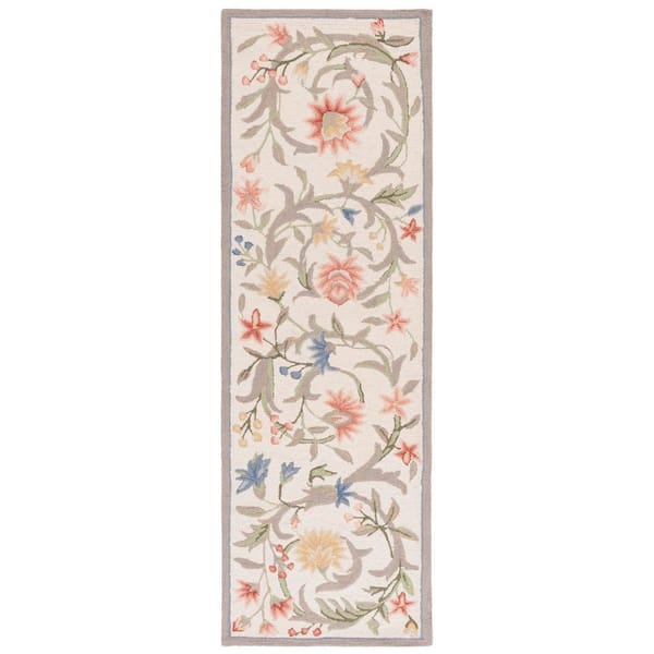 Chelsea 3 ft. x 20 ft. Ivory Floral Runner Rug