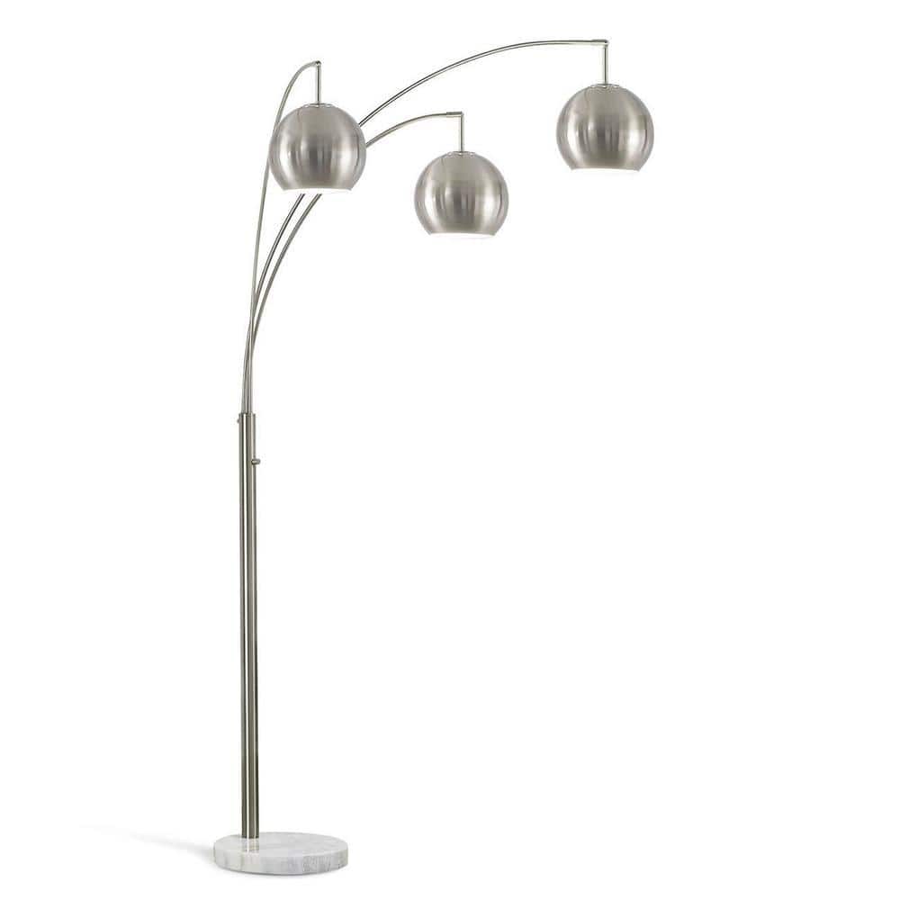 HomeGlam Metro Metal Globes 83 in. Brushed Nickel 3-Lights