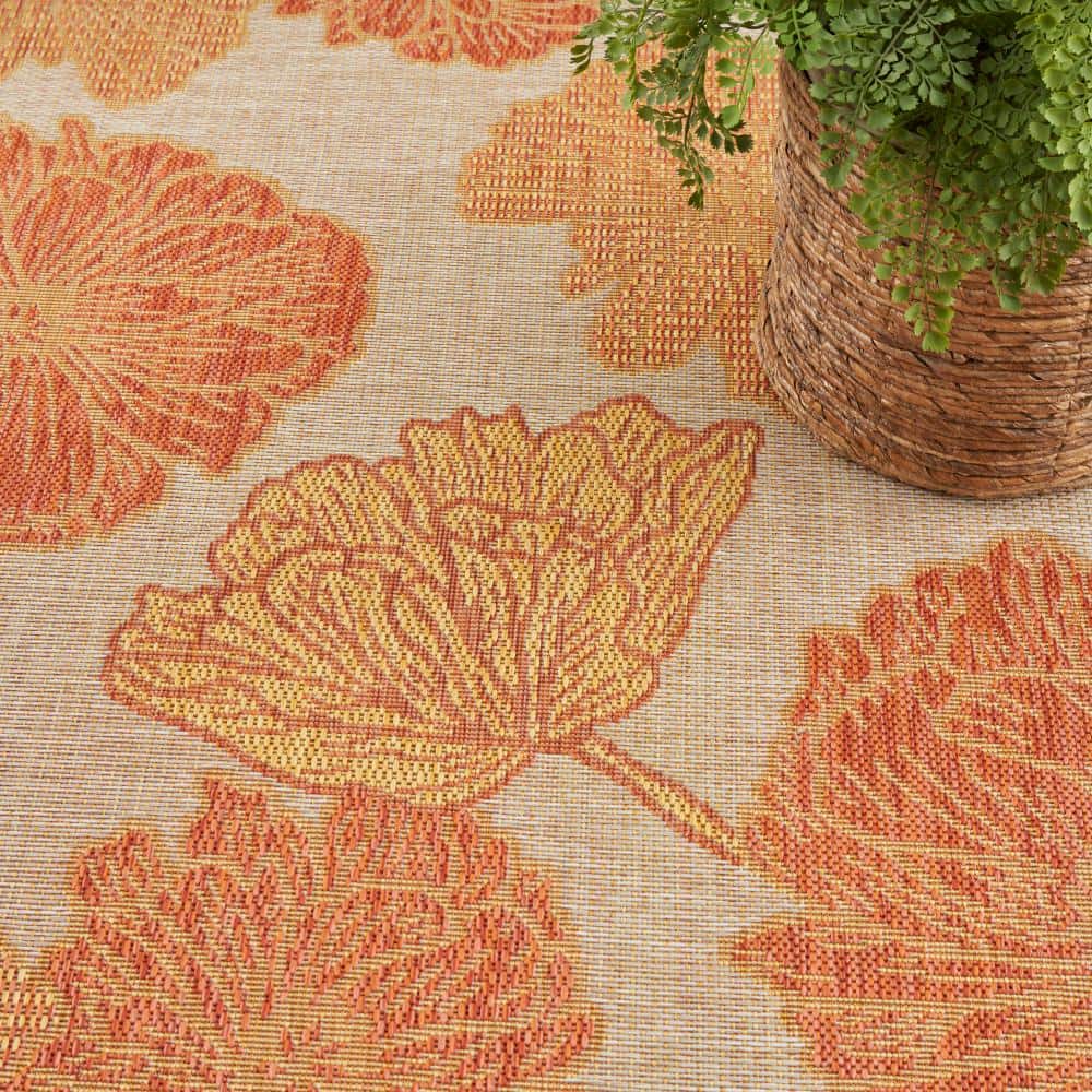 Coral Floral Flatwoven Synthetic 4' x 6' Area Rug