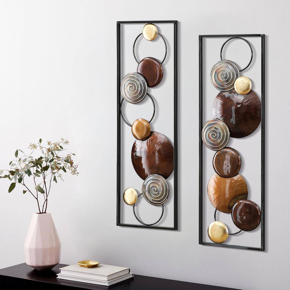 Brown and Gold Abstract Metal Wall Art Set