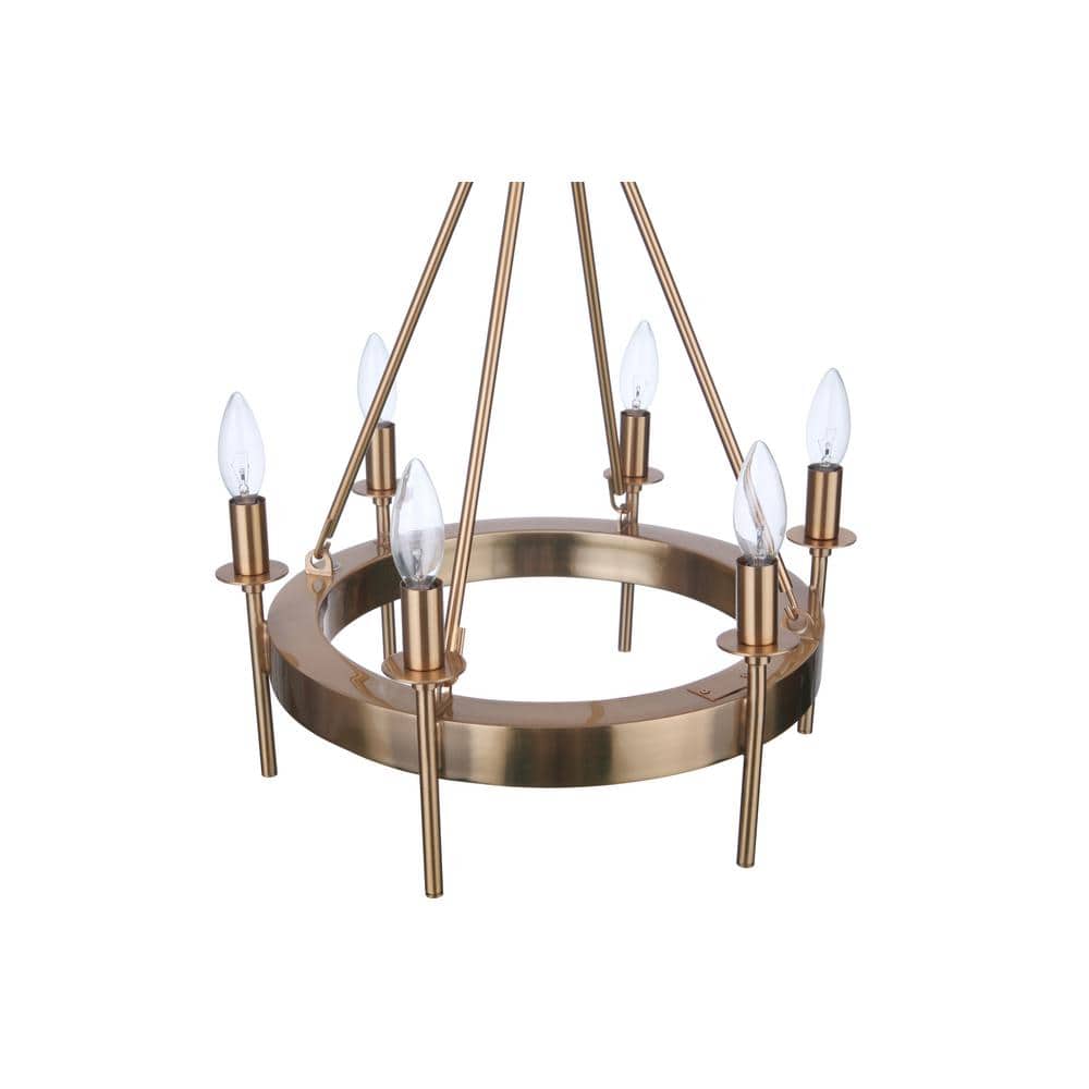 Satin Brass 6-Light Mini Candle Chandelier