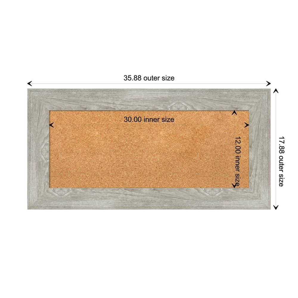 Dove Greywash Framed Natural Cork Bulletin Board