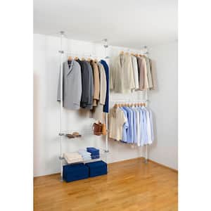 Herkules Duo 14.96 in. D x 64.57-84.65 in. W x 64.96-118.11 in. H White Powder-Coated Steel Tension Mount Closet System