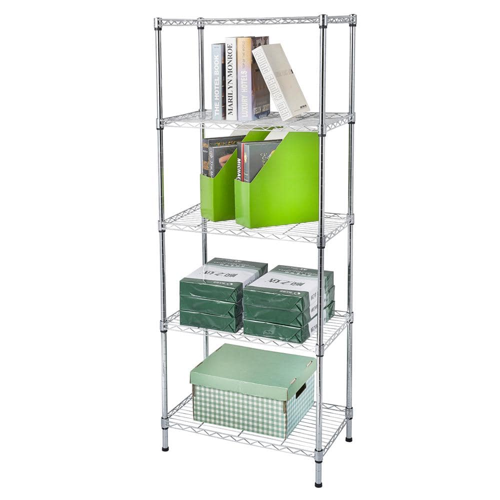 Chrome 5-Tier Metal Freestanding Storage Shelving Unit
