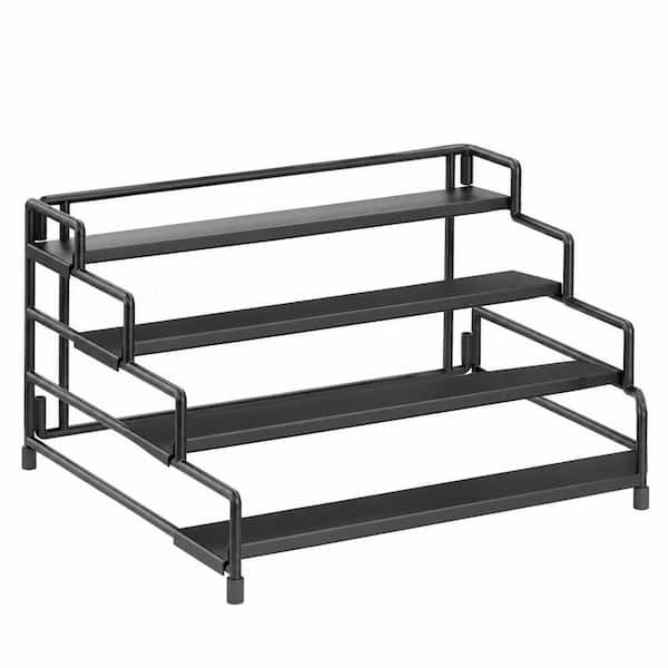 4 Shelf Black Countertop Adjustable Metal Spice Rack Organizer Tiered Seasoning Holder for Pantry Cabinet 1 Pack