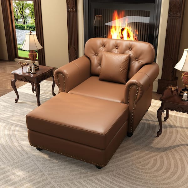 Harper & Bright Designs Brown Classic Chesterfield Accent Arm 