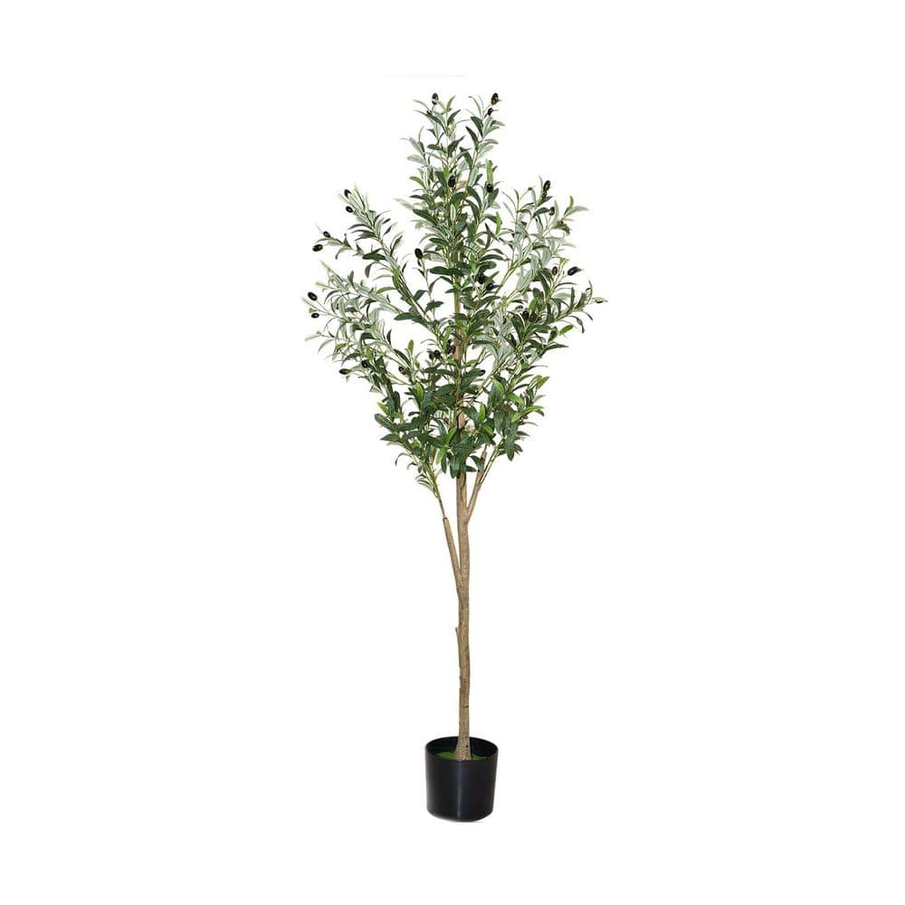 Afoxsos 6ft Artificial Olive Tree Indoor Faux Silk Plant with Realistic ...