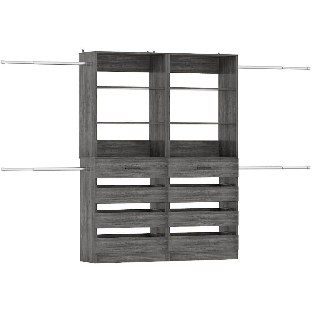Closet System, 6-15Ft Closet Organizer with 8 Wooden Drawers, Closet Organizer System with Tower Black Oak price history on PriceWatchPro