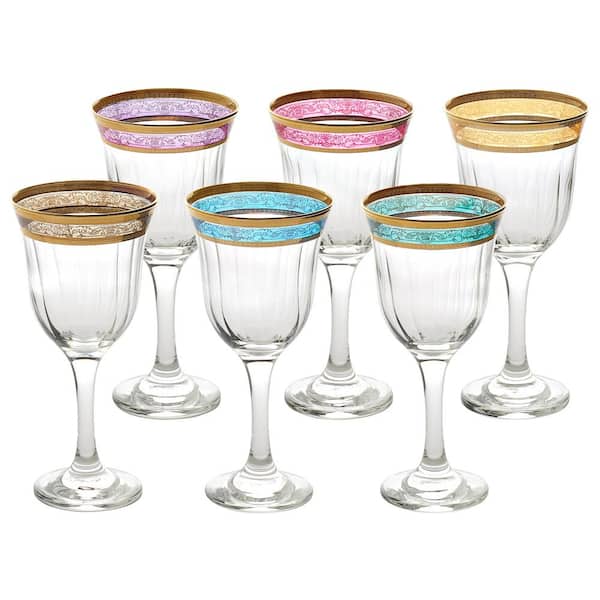 Lorren Home Trends Melania Collection Multicolor Red Wine (Set of 6)