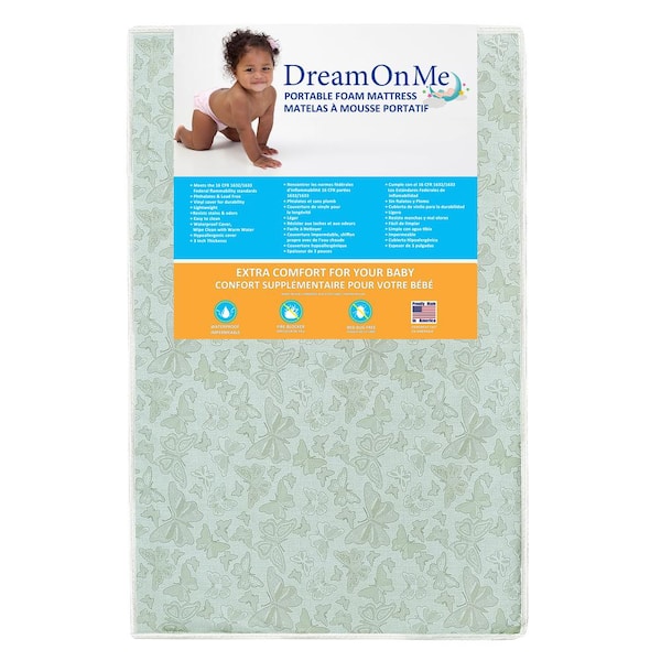 Dream On Me 3 2-Sided, Portable Mini Crib Foam Mattress