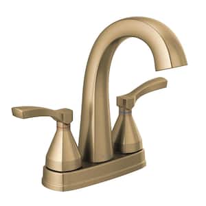 Stryke 4 in. Centerset 2-Handle Bathroom Faucet with Metal Drain Assembly in Champagne Bronze