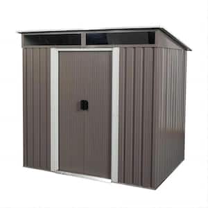 6 ft. x 5 ft. Outdoor Grey Metal Storage Shed with Metal Floor Base (30 sq. ft.)