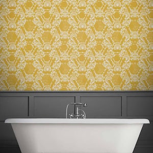 Geo Damask Yellow Wallpaper