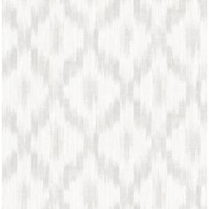 Pomerelle Ikat Flamestitch Silver & Off-White Paper Strippable Roll (Covers 56.05 sq. ft.)