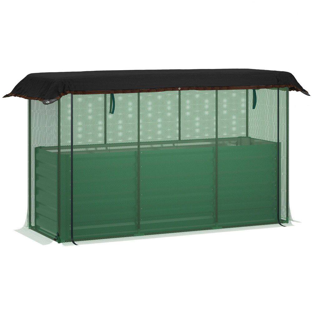 72.8 in. x 25.6 in. Galvanized Steel Planter Box with Crop Cage and Shade Cloth, Raised Garden Bed for Flowers Green price history on PriceWatchPro