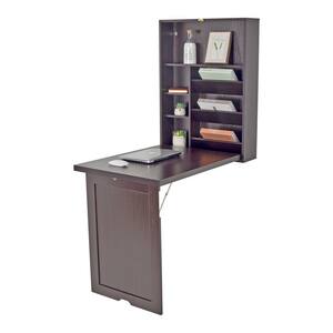 24 in. Walnut Retangular Wood Computer Desk with 2-Adjustable Shelves
