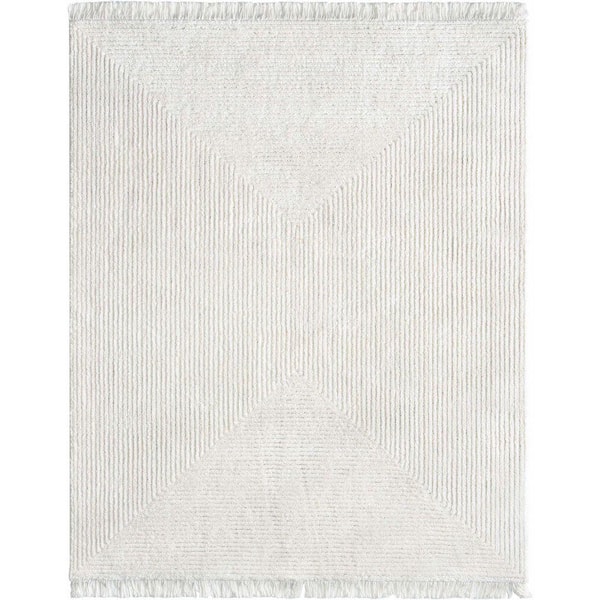 Marina Monroe Modern Solid Shag, Ivory 3 ft. 11 in. x 5 ft. 3 in., Area Rug
