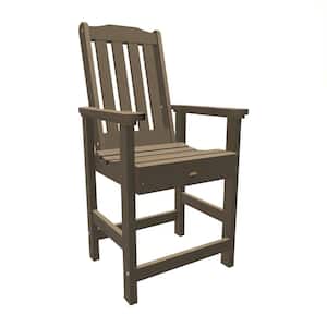 Lehigh Woodland Brown Counter-Height Recycled Plastic Outdoor Dining Arm Chair