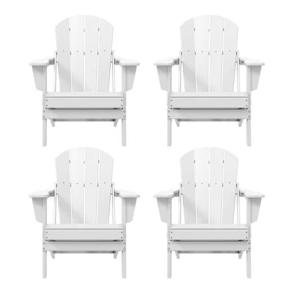 Laguna 4-Pack Fade Resistant Outdoor Patio HDPE Poly Plastic Classic Folding Adirondack Chairs in White