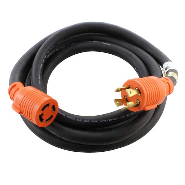 25 ft. 10/4 Soow Nema L14-30 125-Volt/250-Volt 30 Amp Generator Rubber Extension Cord