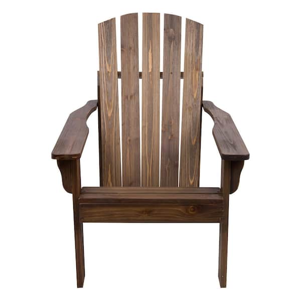 Shine Company 36.25"H Oak Wooden Indoor/Outdoor Mid-Century Modern Adirondack Chair with HYDRO-TEX finish, Home Patio Garden Furniture