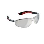 Black and Red Flat Temple Frame with Clear Lenses Safety Glasses (Case of 6)