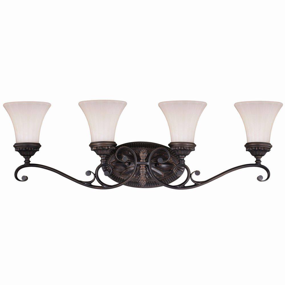 Avenant Traditional Venetian Bronze 4-Light Vanity with Etched White Glass