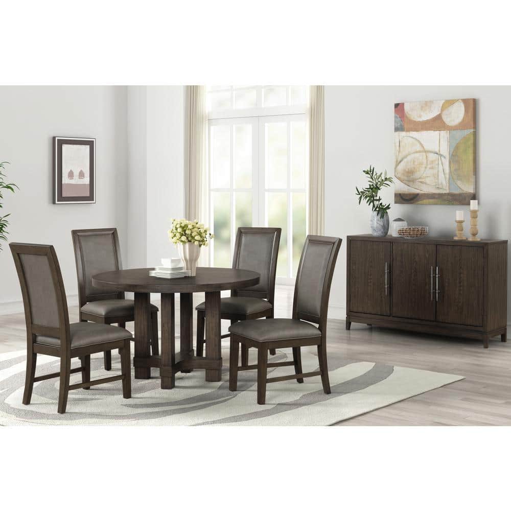 47" Round Brown Reclaimed Wood Dining Table