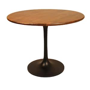 Alden 40 in. Round Elm and Black Wood Top Dining Table