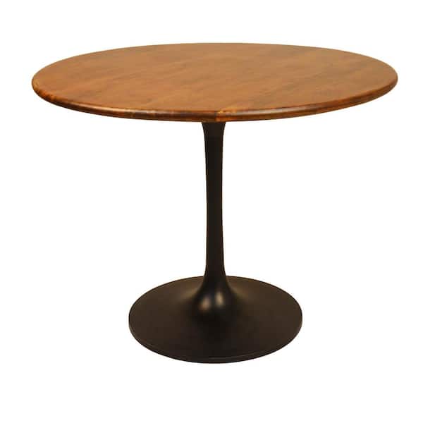 Alden 40 in. Round Elm and Black Wood Top Dining Table