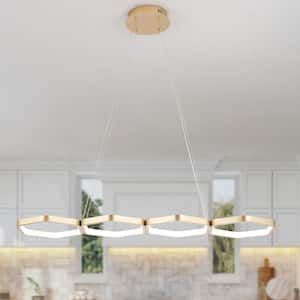 1-Light 33.46 in. Gold Modern Integrated LED Chandelier for Dining Room Kitchen