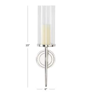 23 in. Silver Aluminum Metal Single Candle Wall Sconce