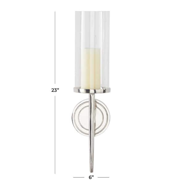 23 in. Silver Aluminum Metal Single Candle Wall Sconce