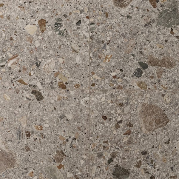 Luxe Terrazzo Fossil Gray 23.54 in. x 23.54 in. Terrazzo Look Matte Porcelain Floor and Wall Tile (11.62 sq. ft. / Case)