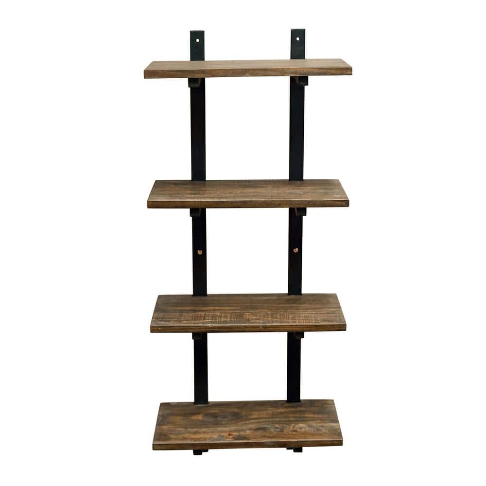 Pomona 48"H Metal and Solid Wood Wall Shelf