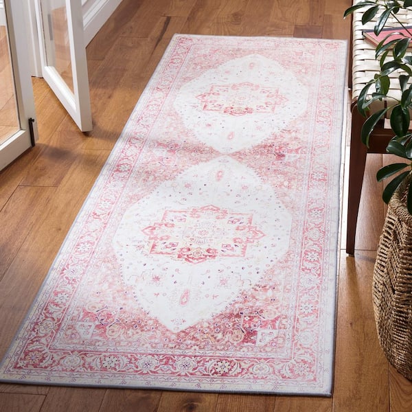 Tuscon Beige/Rust 3 ft. x 16 ft. Machine Washable Medallion Floral Runner Rug