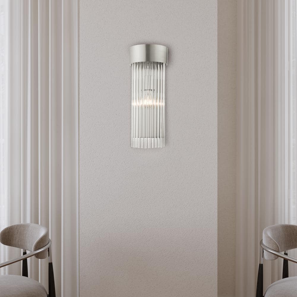 Elegant Norwich Brushed Nickel Sconce with Crystal Rod Shade