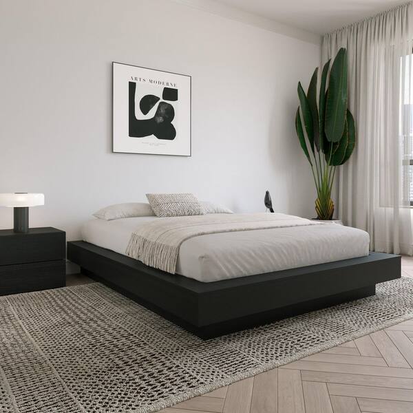 MARS BED FRAME ダブル Nexera Marconi Black Engineered Wood Frame King Size Platform Bed