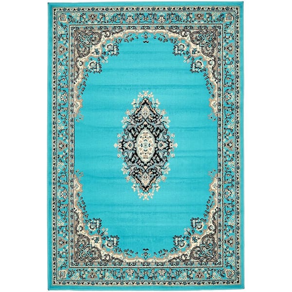 Unique Loom Reza Washington Turquoise 4' 0 x 6' 0 Area Rug