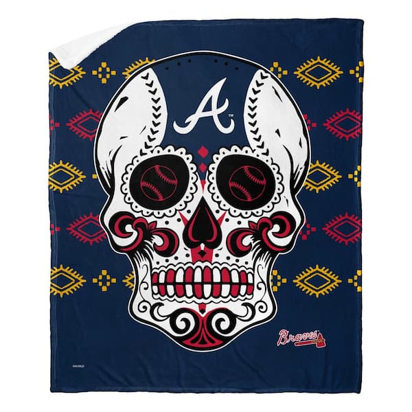 THE NORTHWEST GROUP MLB Braves Candy Skull Silk Touch Sherpa Multicolor Throw