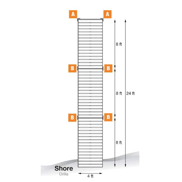 24 ft. Straight Aluminum Dock Frames and Hardware for Aluminum Dock Systems