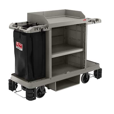 1050GY Janitor Housekeeping Utility Cart, Janitorial Cleaning Cart, Grey